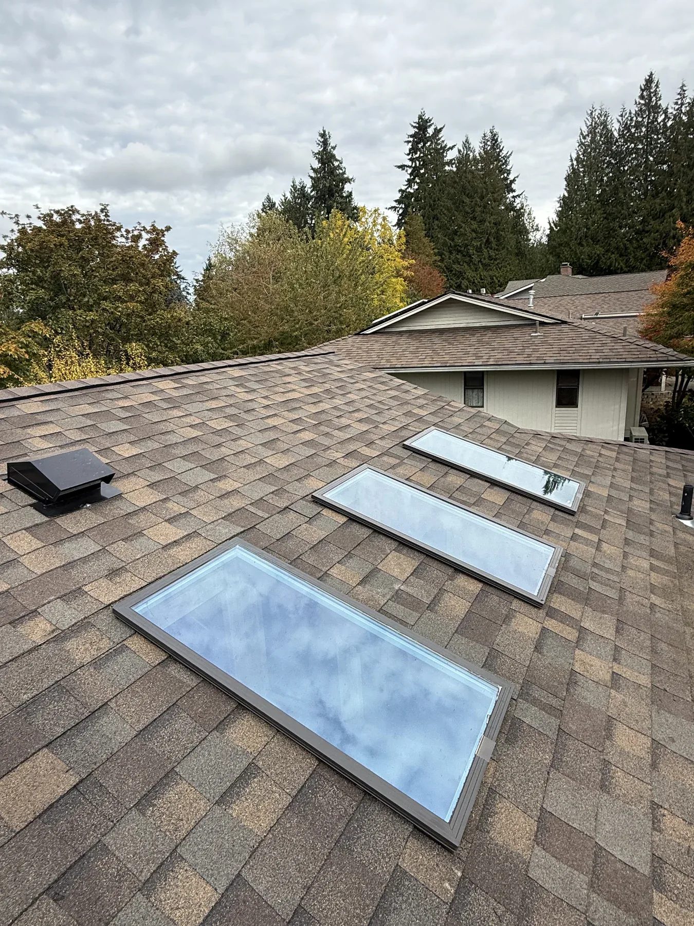 Three flush skylights installed on the Bellevue roof