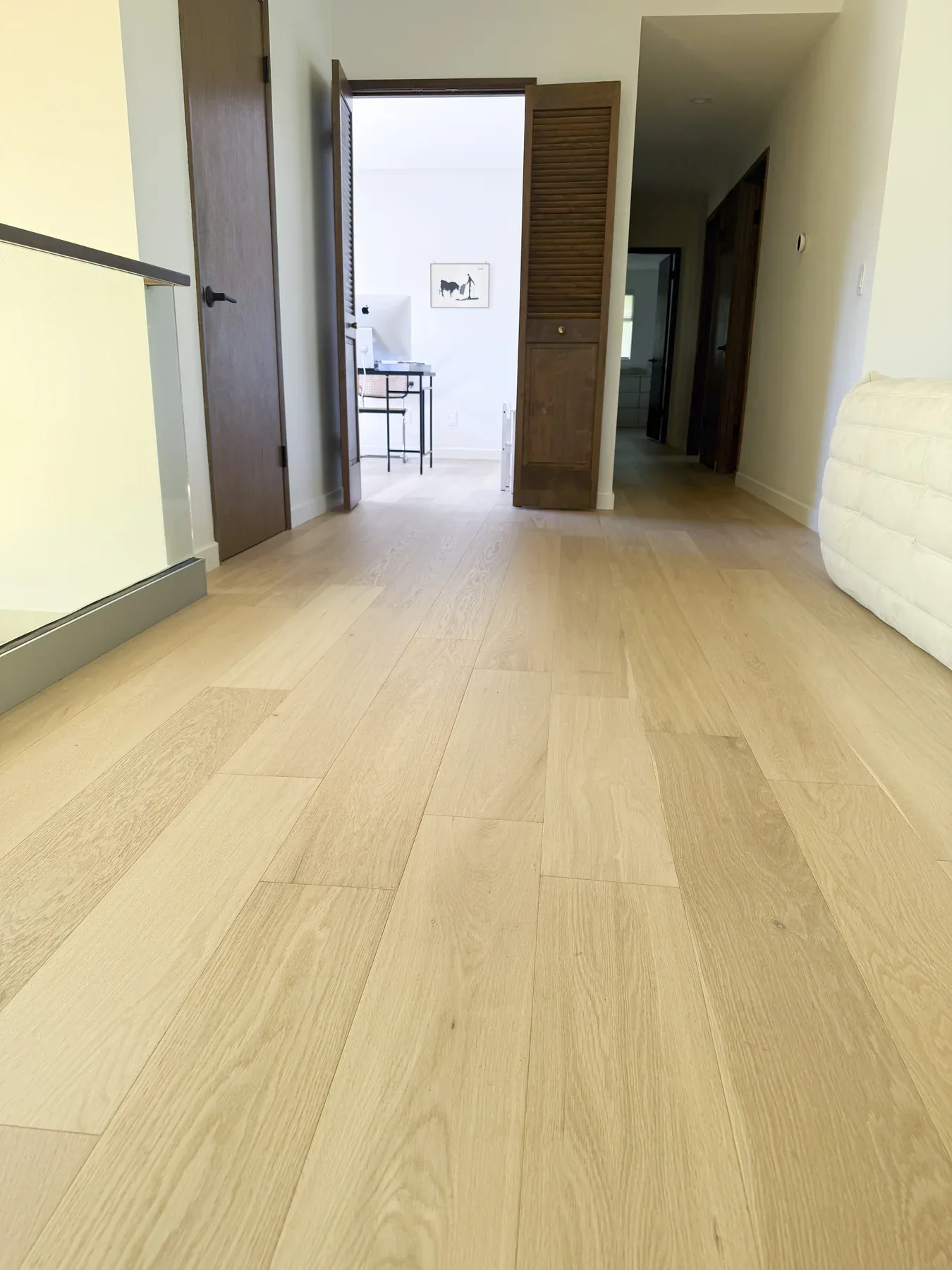 Finished Bellevue lower-level room with luxury vinyl plank flooring