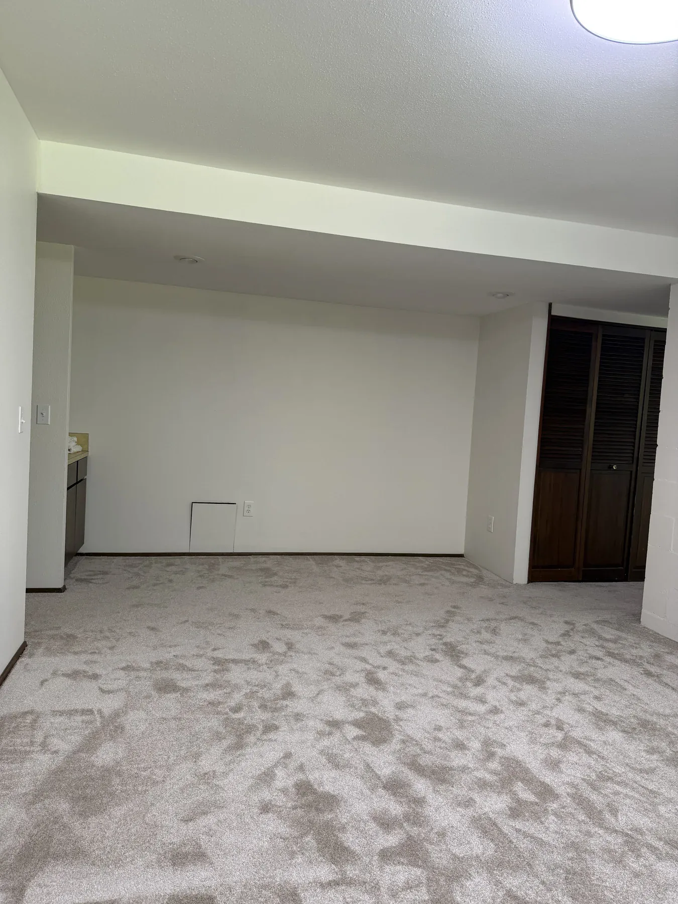 Old Bellevue lower-level living area before remodeling