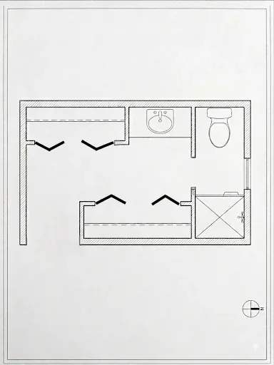 Old Primary Bathroom plan for the Bellevue remodel