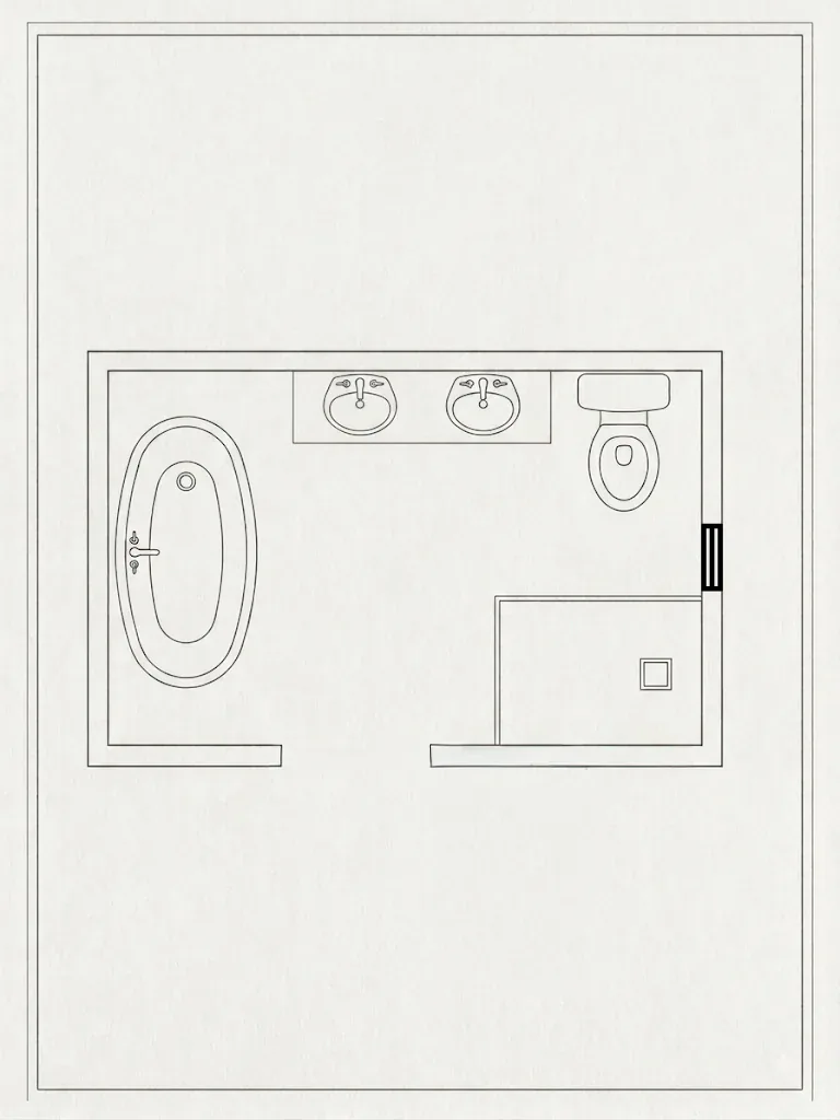 Proposed Primary Bathroom plan for the Bellevue remodel