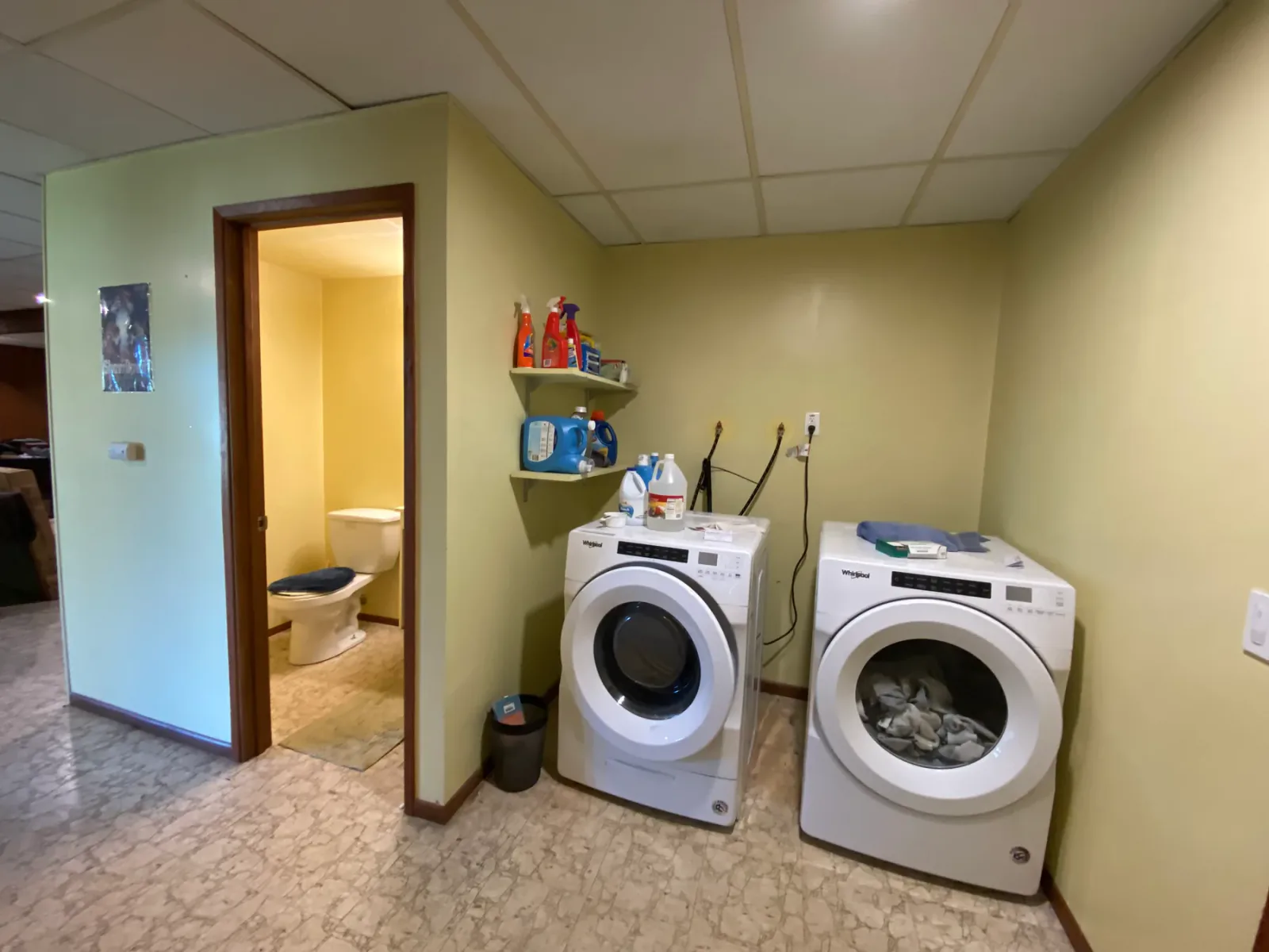 Existing bathroom and laundry area in Kirkland, WA, view 2
