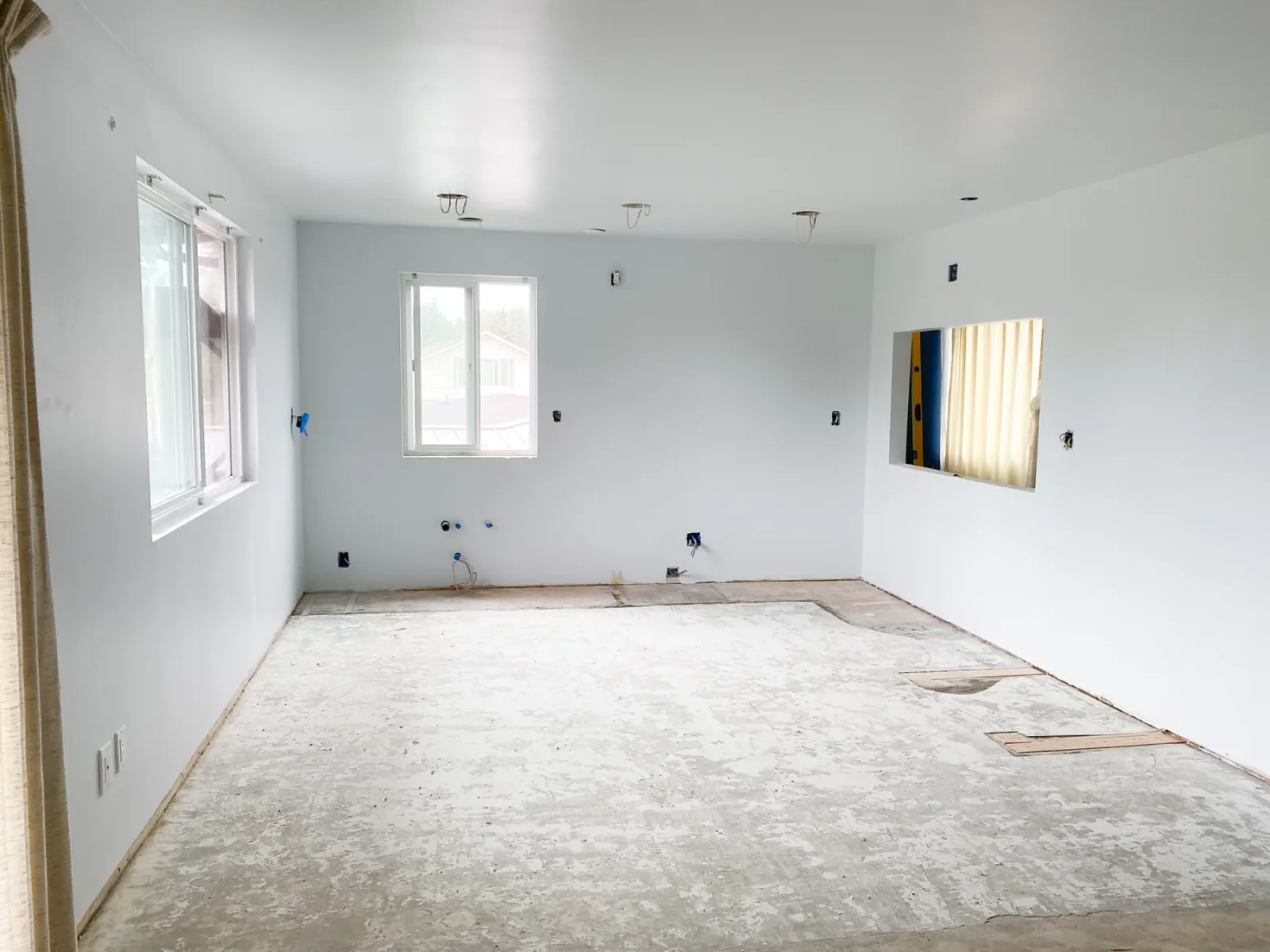Kirkland kitchen with drywall, primer, and mechanical rough-ins completed