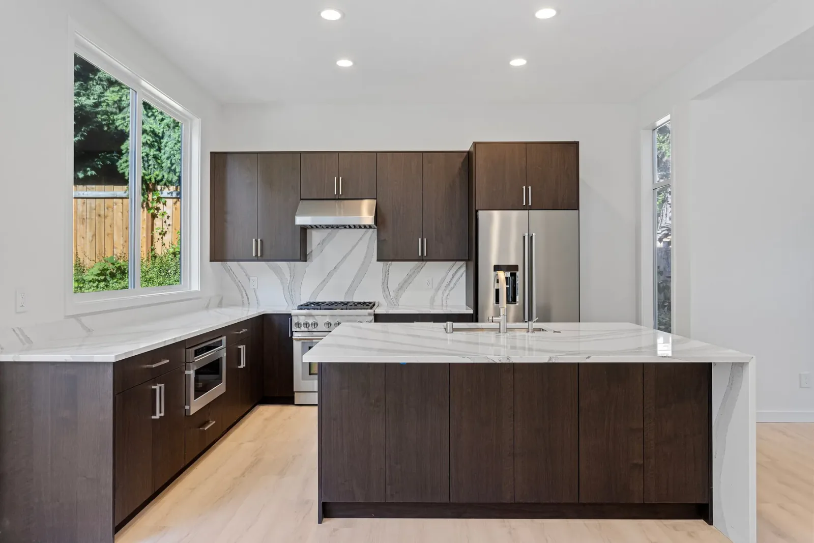 Finished kitchen and living area in Kirkland, WA, view 3