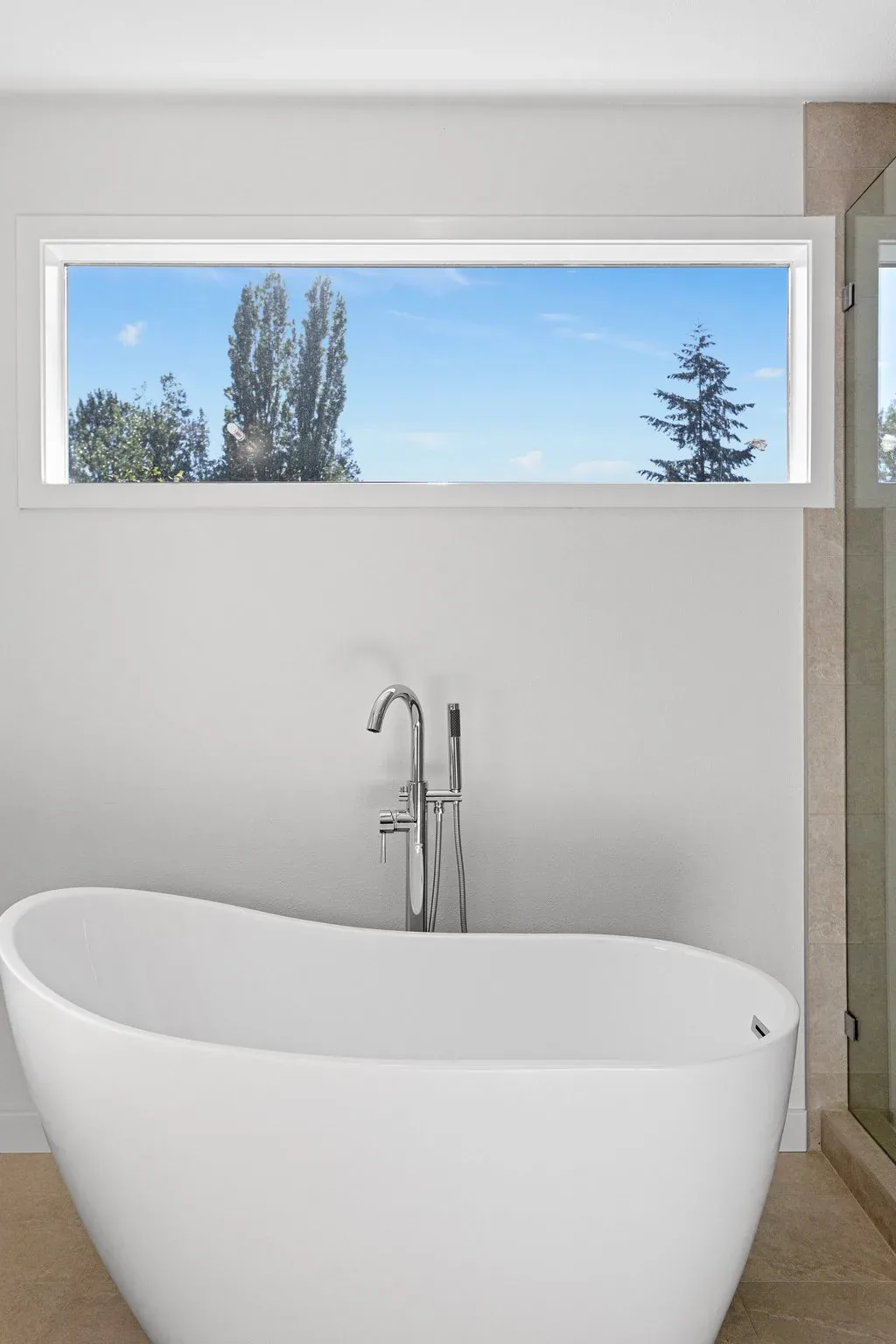 Finished primary bathroom in Kirkland, WA, view 1