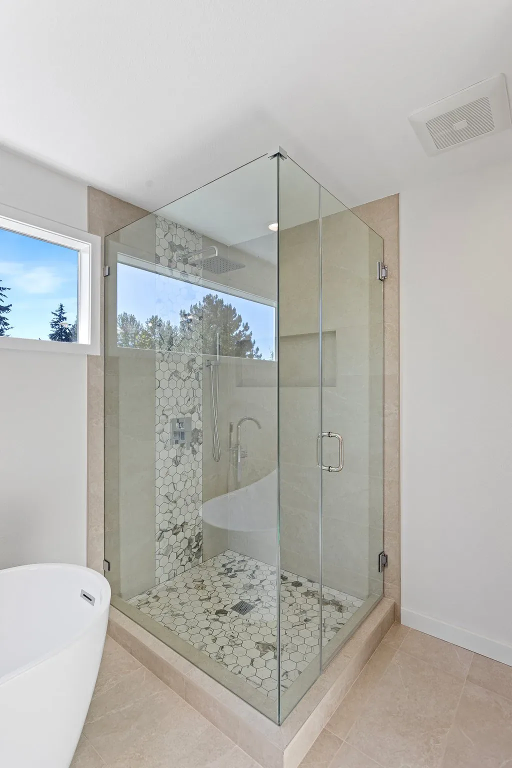 Finished primary bathroom in Kirkland, WA, view 3