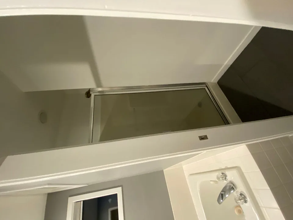 Modern bathroom shower enclosure after remodel